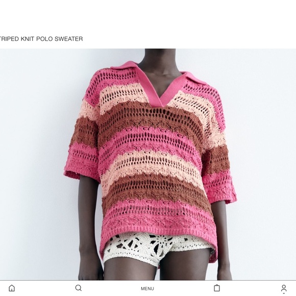 Zara Oversized Striped Knit Polo - Picture 3 of 3